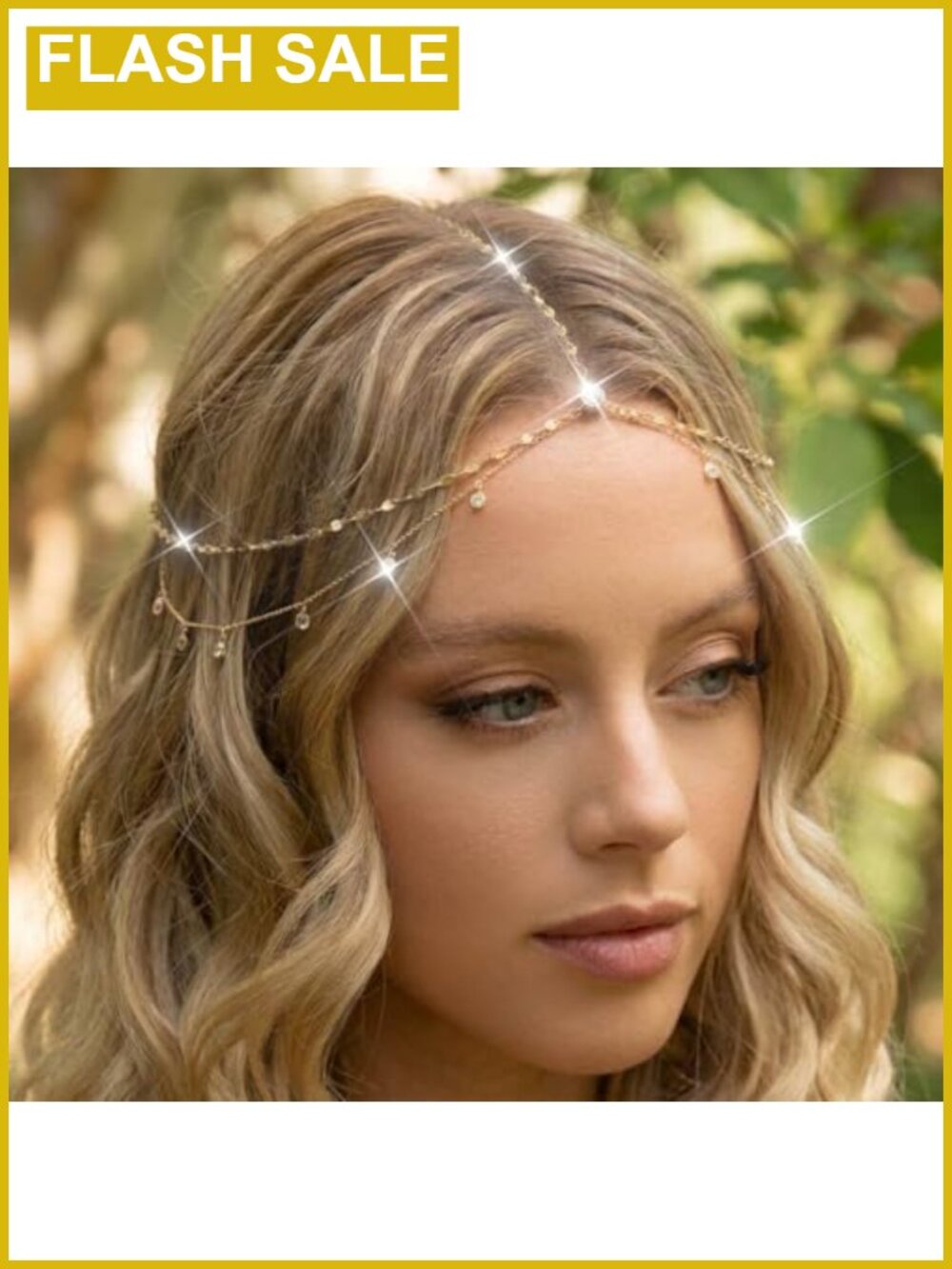Egyptian Rhinestone Gold Hair Chain Headpiece for Wedding